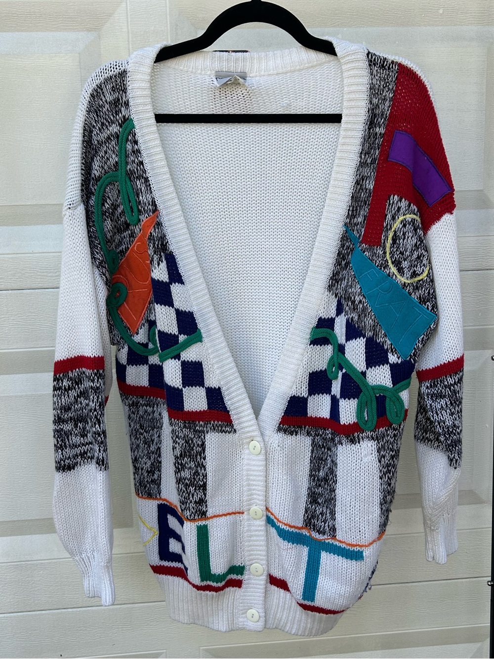 80s pop art varsity cardigan